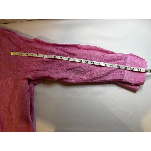 Archipalago Size Large Pink 100% Linen Shirt Long Sleeve Button Down Preppy - Picture 7 of 11